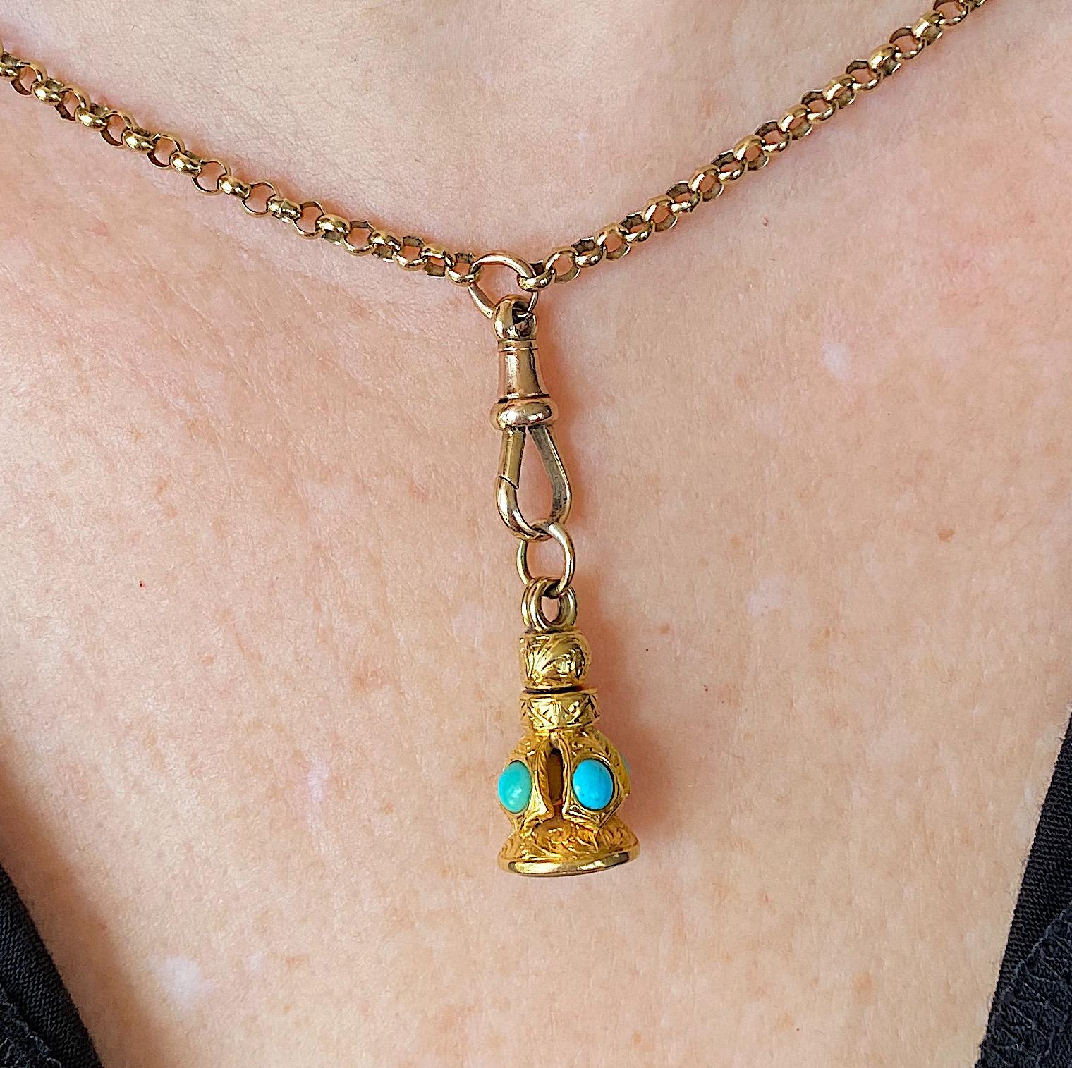 תליון/פוב,אנגלי מזהב ,עם טורקיזים ואגת agate.