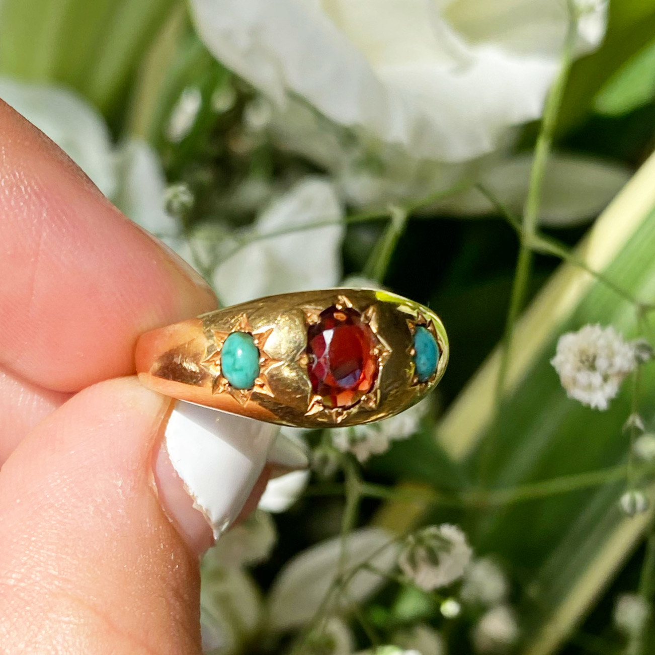 Garnet gypsy ring discount