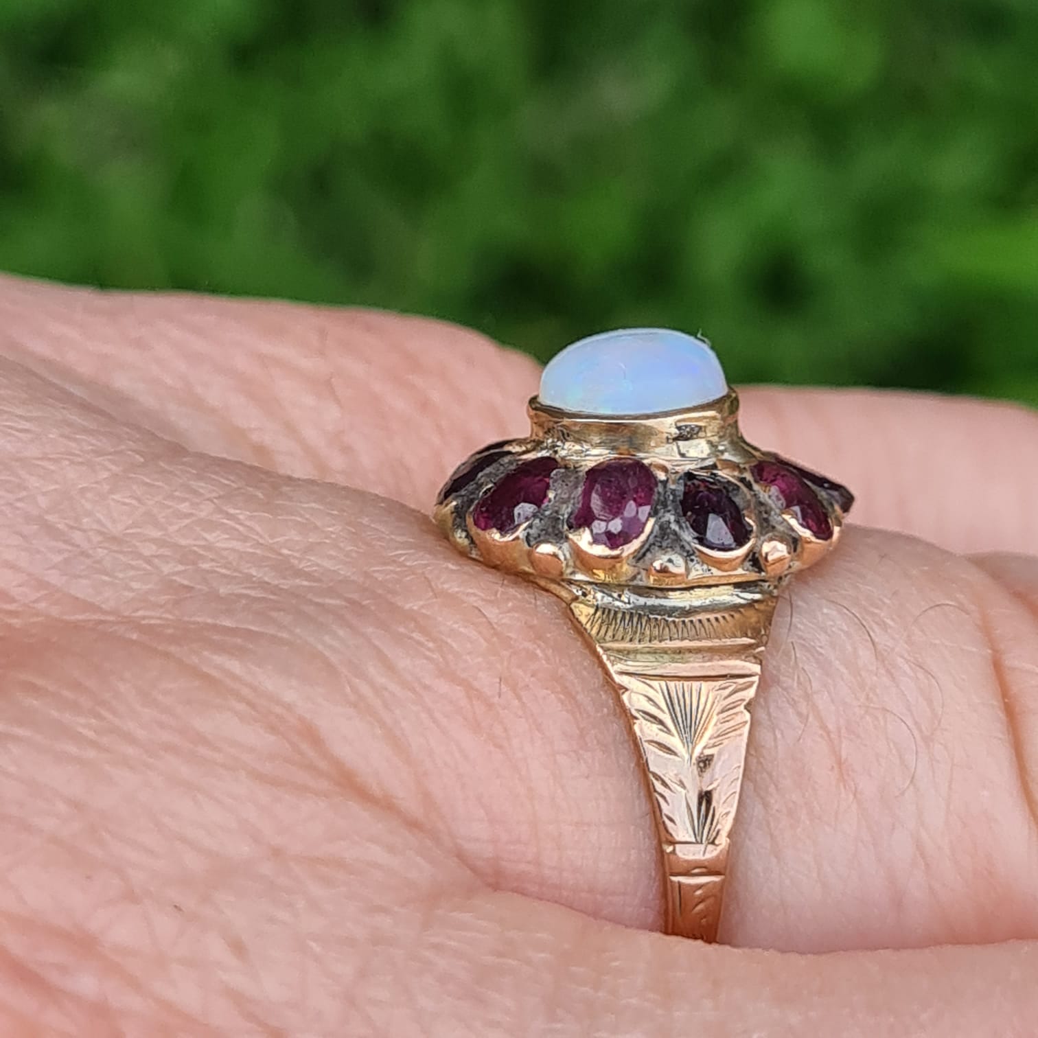 Garnet and sales opal ring