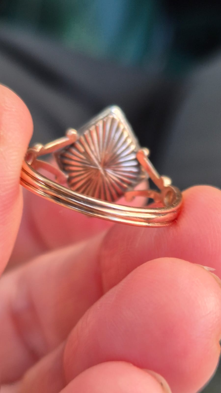 טבעת ג'ורג'יאנית אמייל כחול יהלומים – תמונה 6