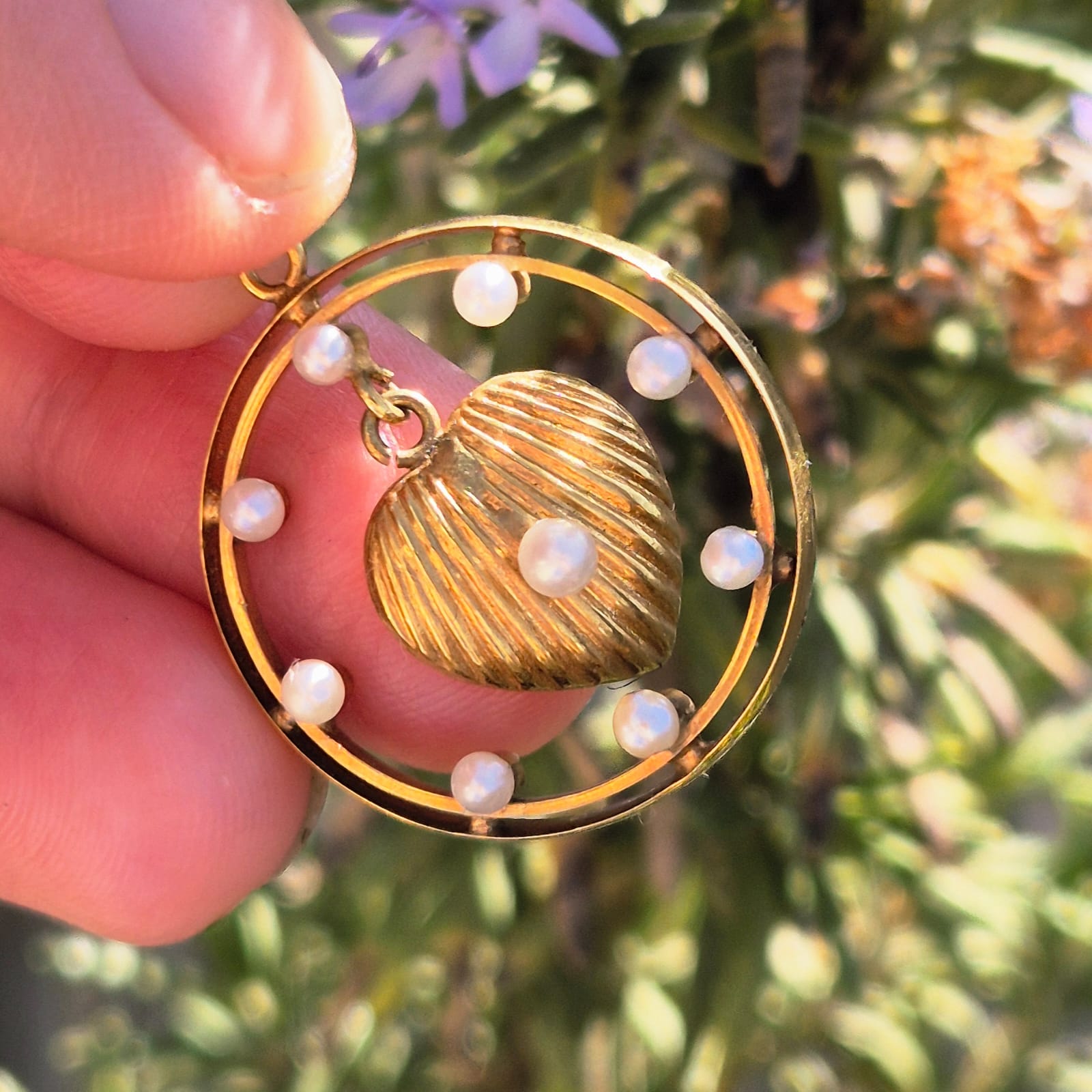 תליון לב עיגול 15 קאראט