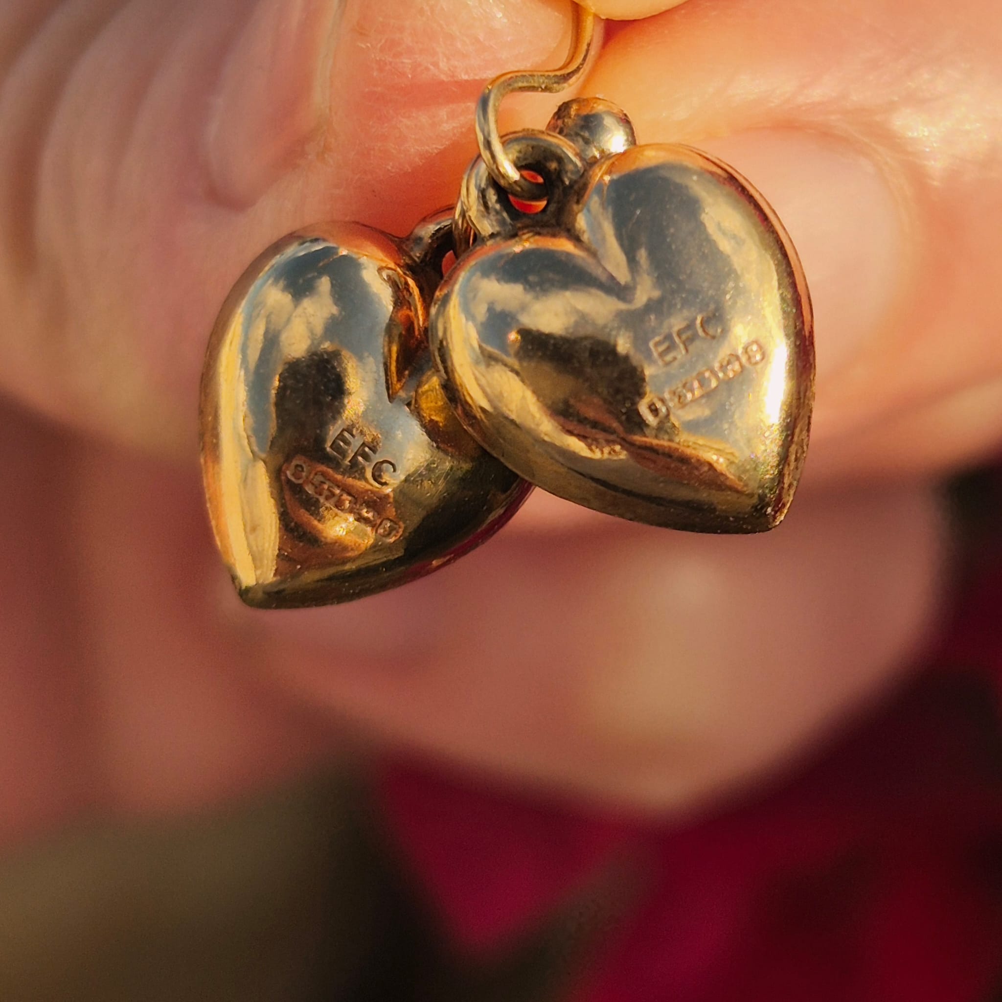 עגילי לב זהב וינטג' – תמונה 2