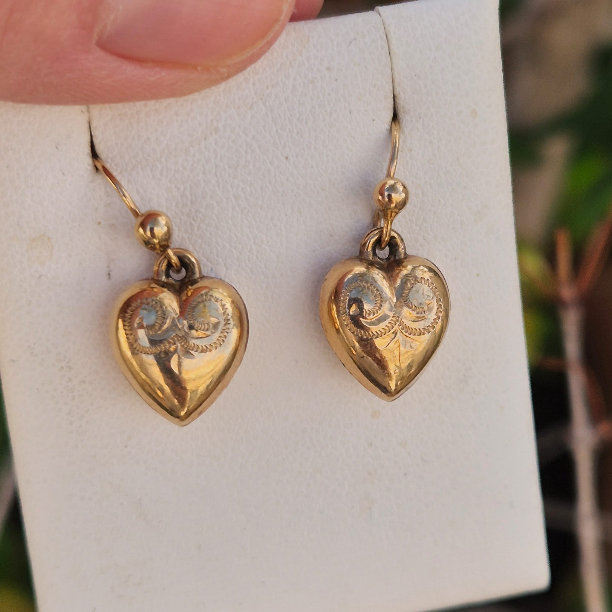 עגילי לב זהב וינטג' – תמונה 3