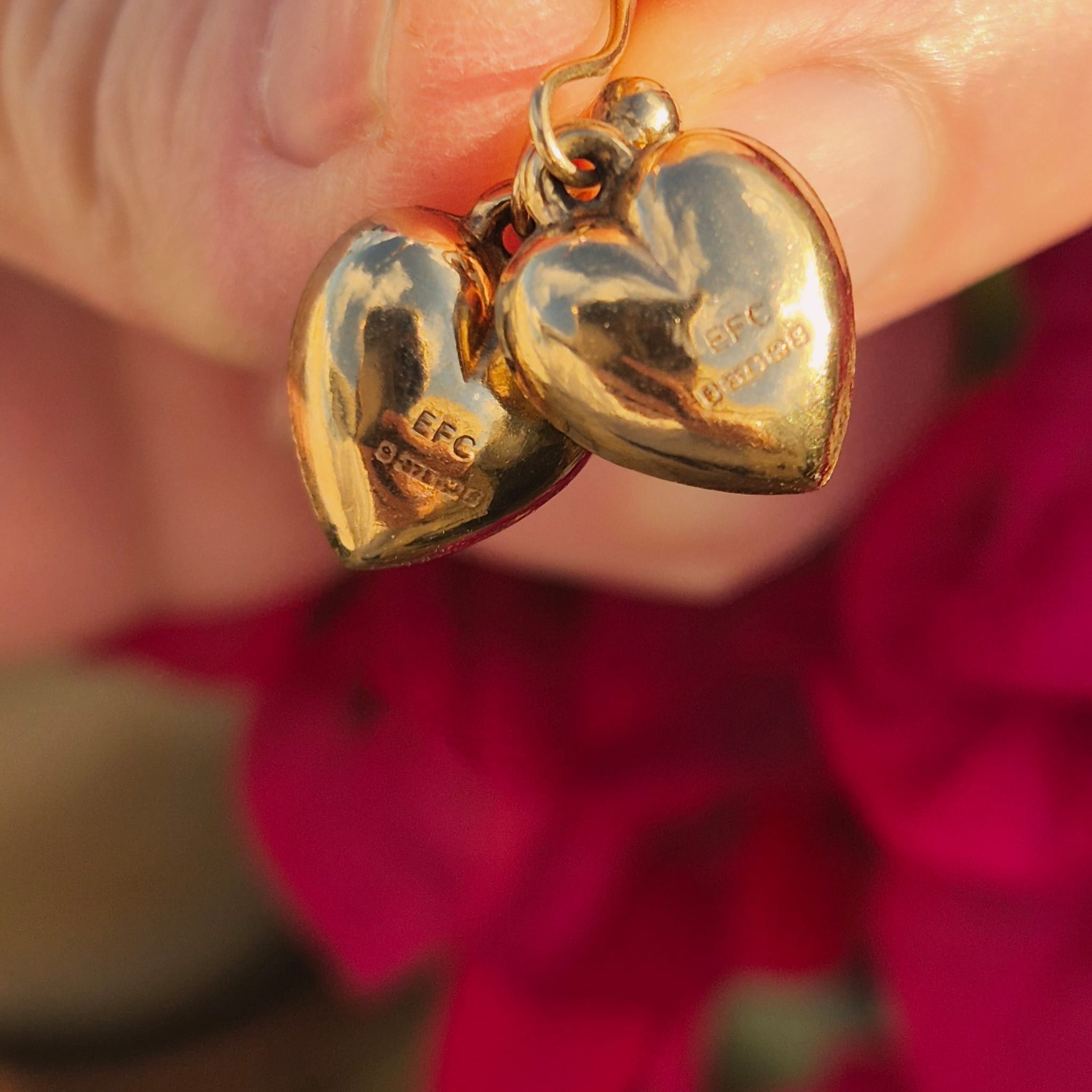 עגילי לב זהב וינטג' – תמונה 5