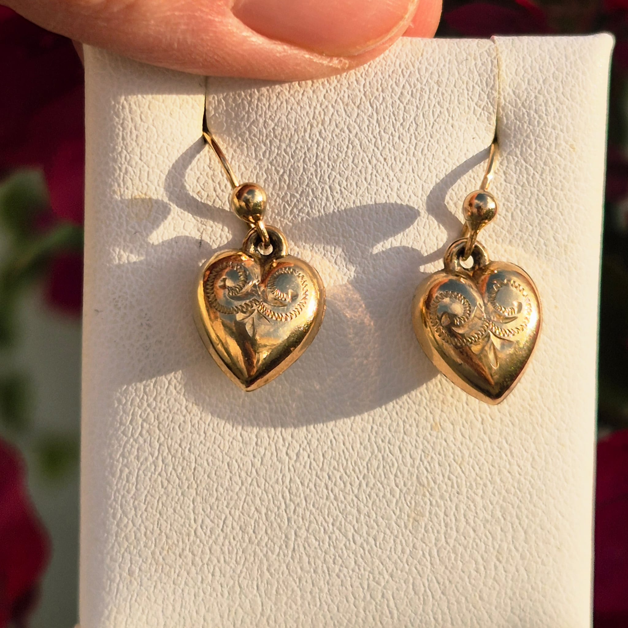 עגילי לב זהב וינטג' – תמונה 6