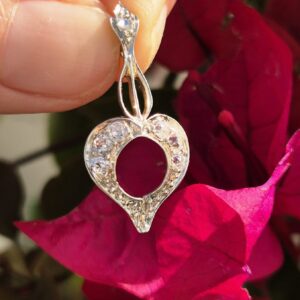 תליון לב זהב יהלומים