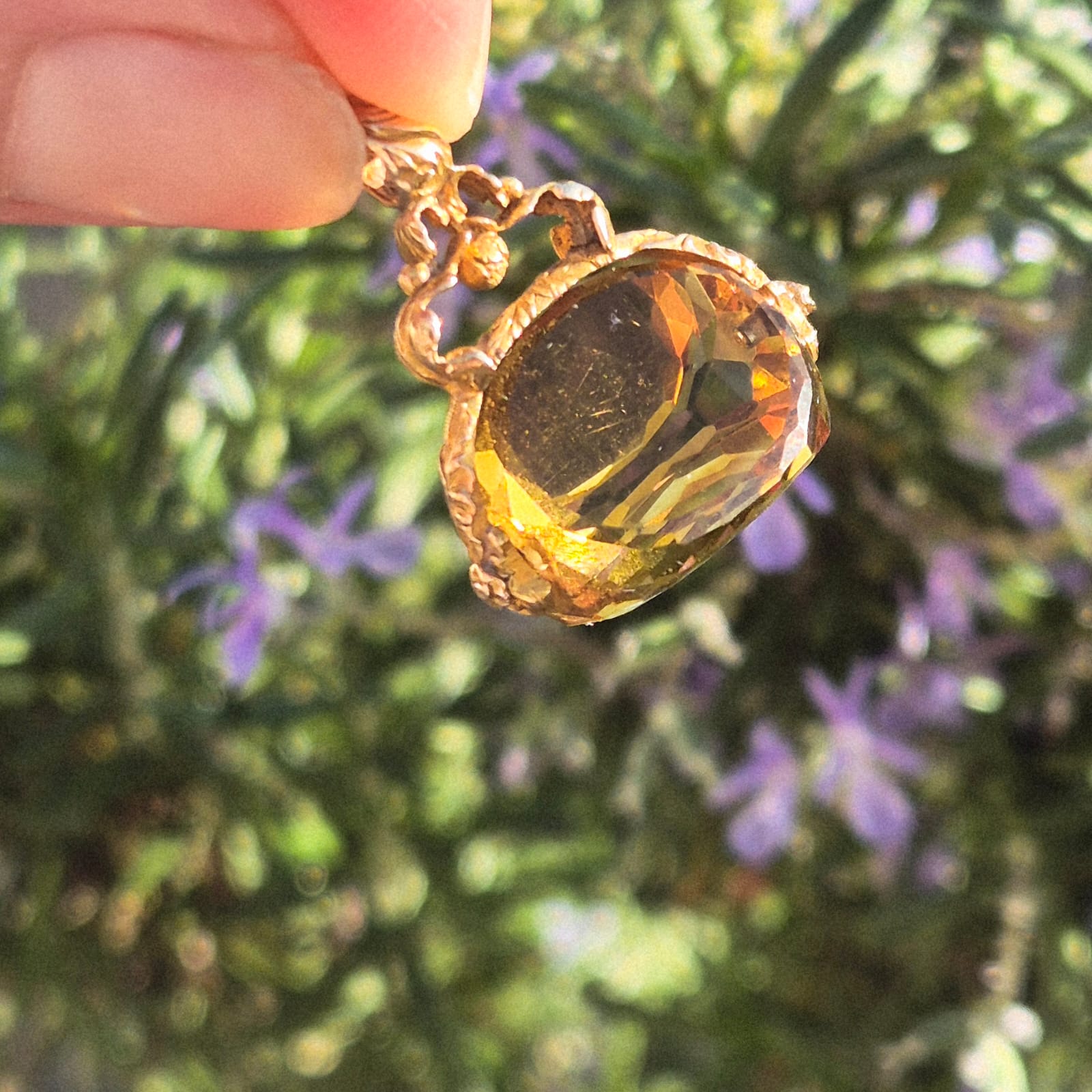 פוב ספינר אנגלי ויקטוריאני עתיק זהב k15 עם אבן ציטרין טבעית – תמונה 6