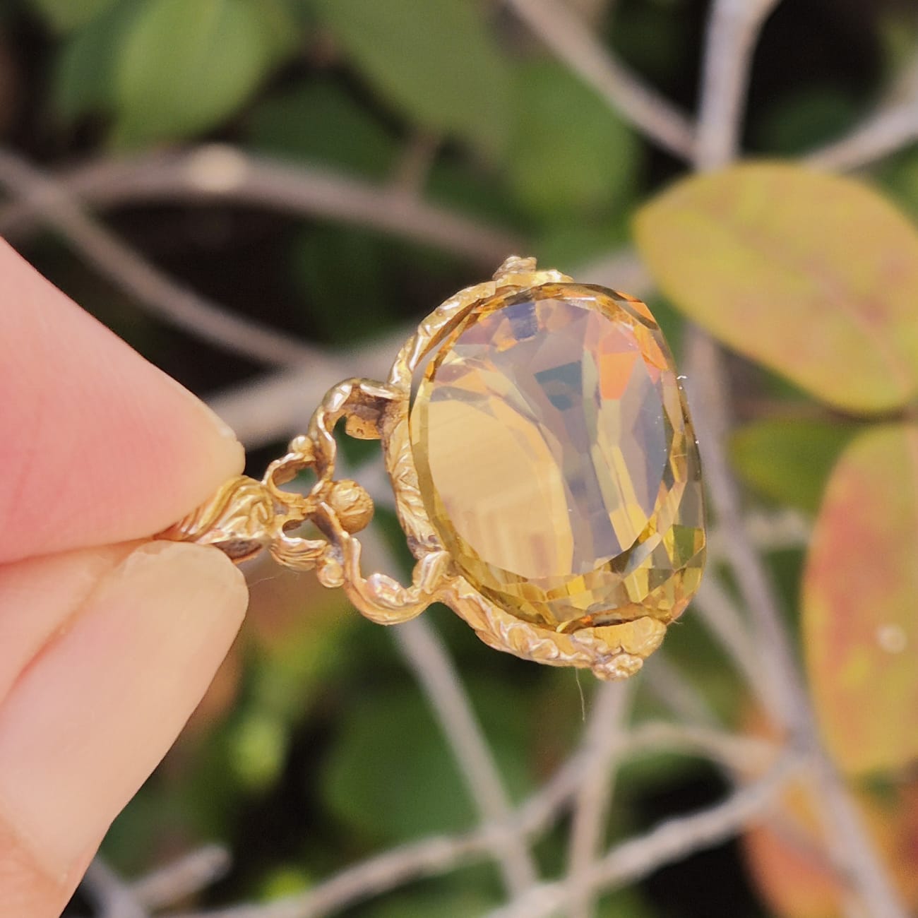 פוב ספינר אנגלי ויקטוריאני עתיק זהב k15 עם אבן ציטרין טבעית – תמונה 7