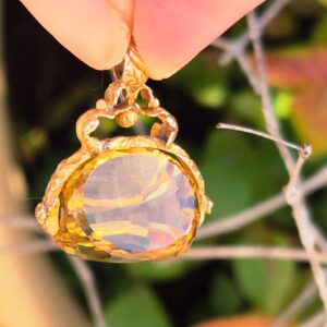 פוב ספינר אנגלי ויקטוריאני עתיק זהב k15 עם אבן ציטרין טבעית