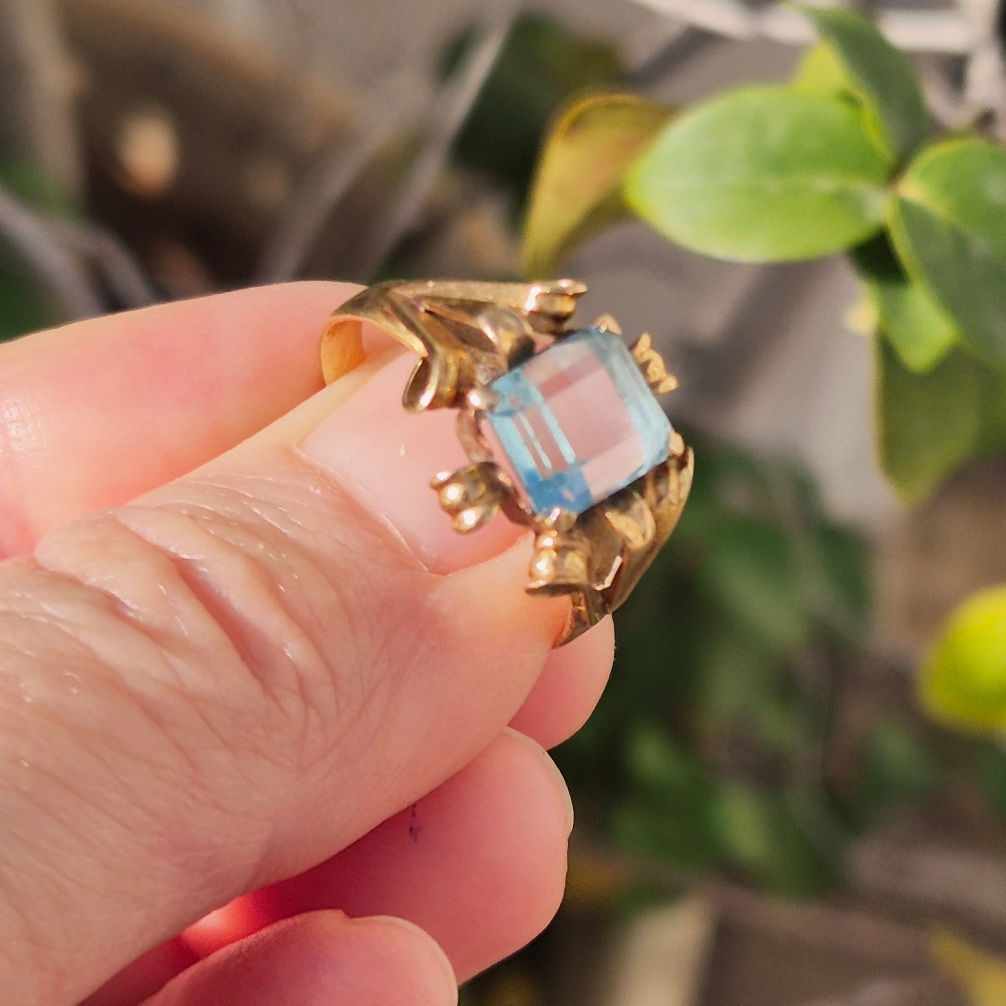 טבעת זהב עתיקה אקווה מארין – תמונה 6