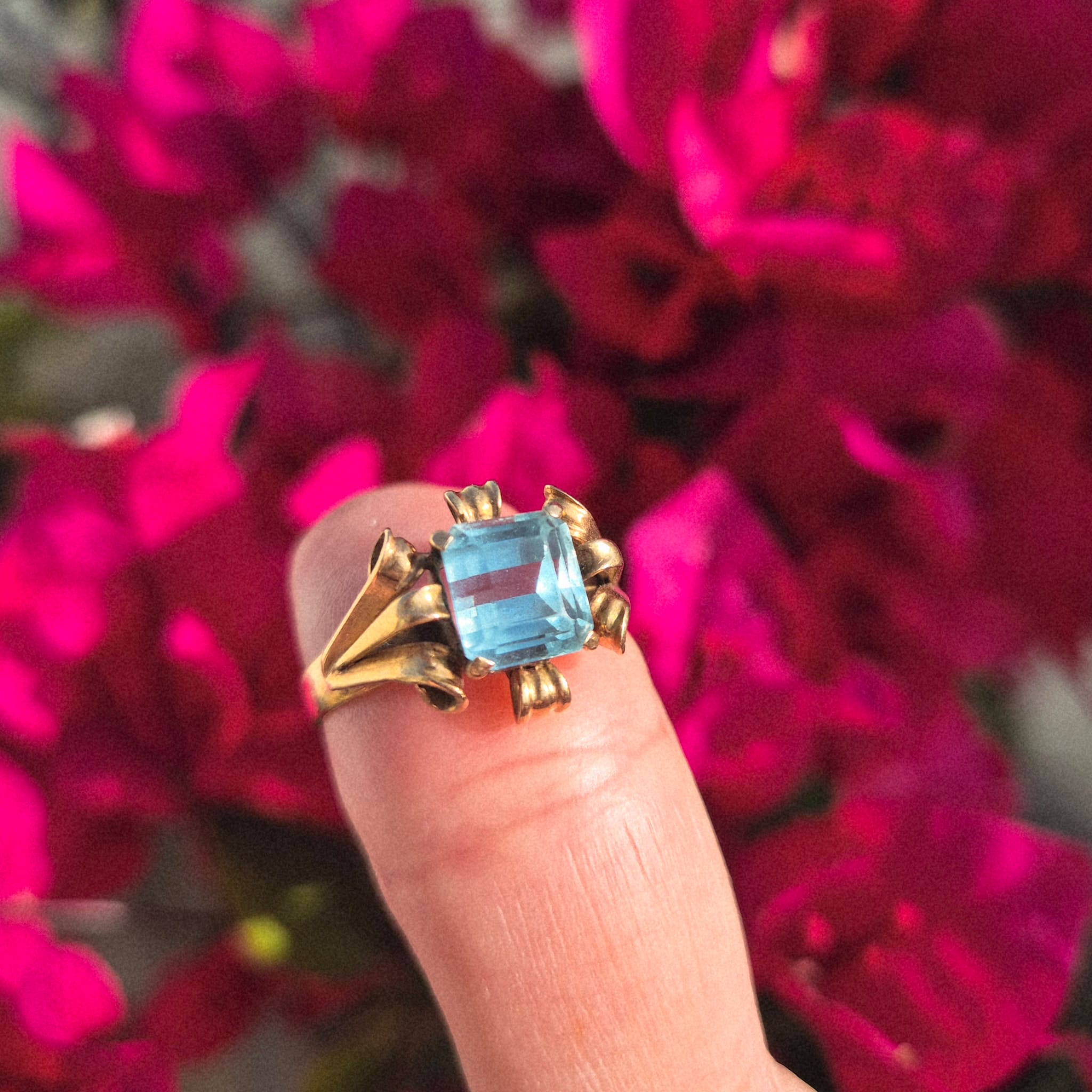 טבעת זהב עתיקה אקווה מארין – תמונה 2