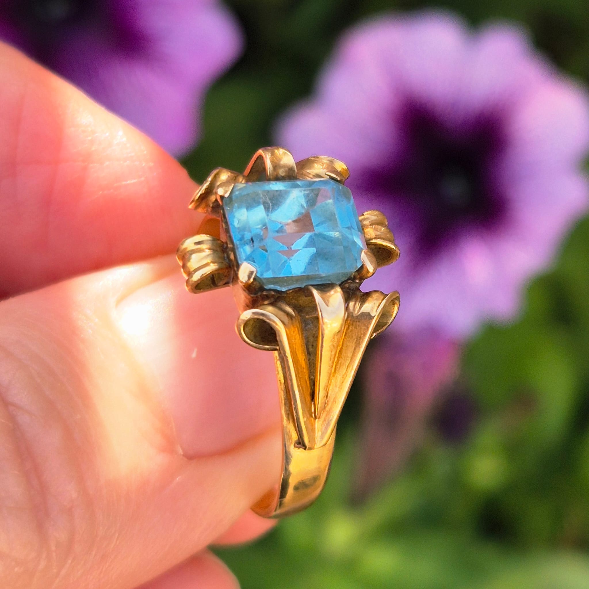 טבעת זהב עתיקה אקווה מארין