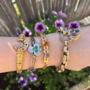 צמיד זהב קשיח עתיק ירח כוכב יהלומים