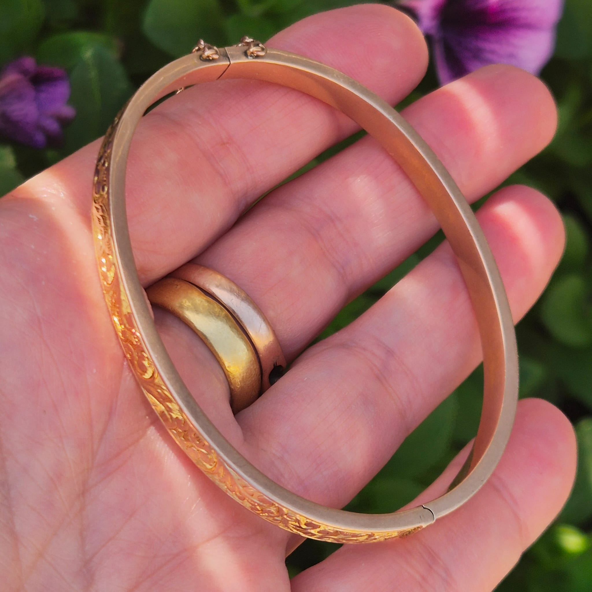 צמיד קשיח עתיק 10k זהב – תמונה 6