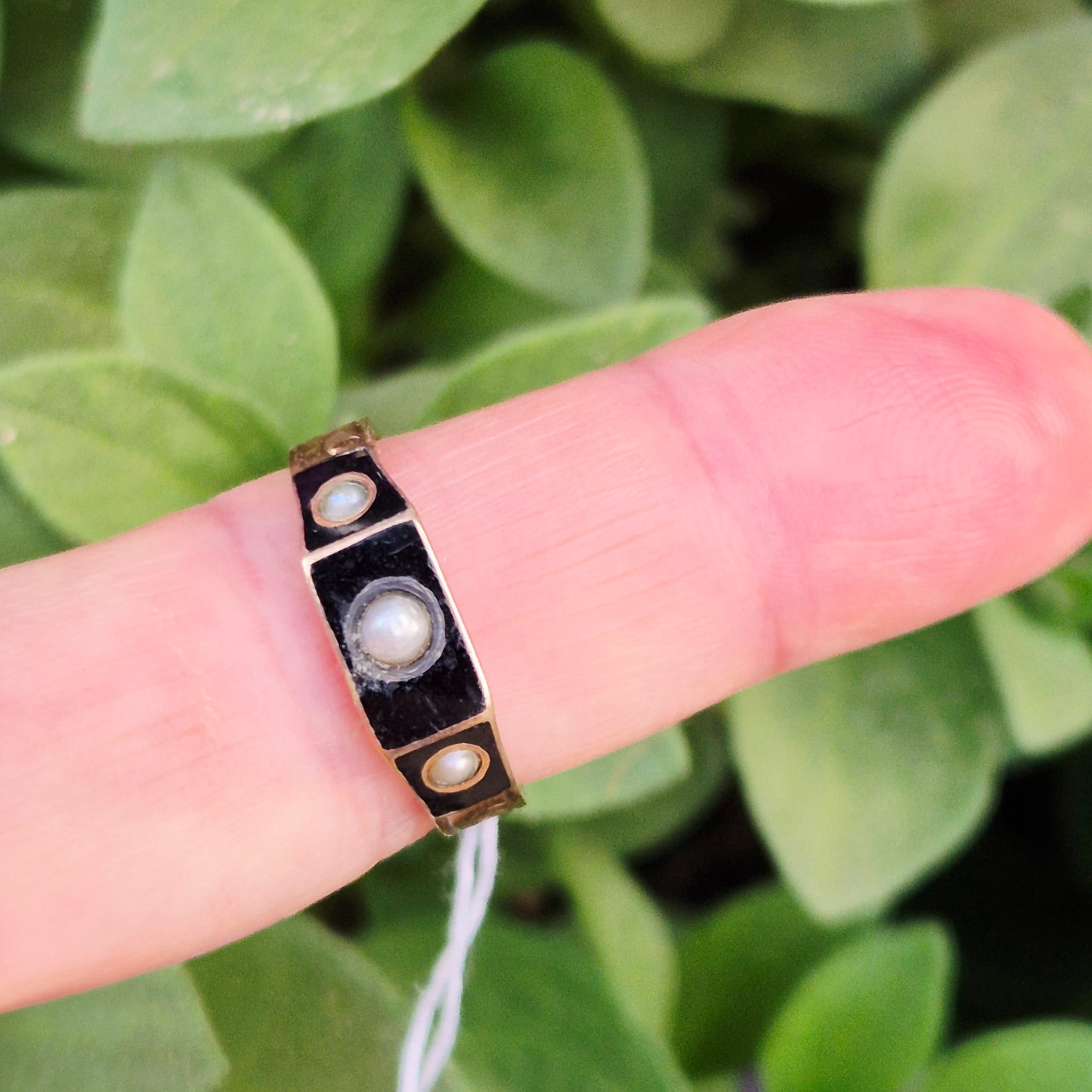 טבעת זהב עתיקה אמייל פנינים – תמונה 6