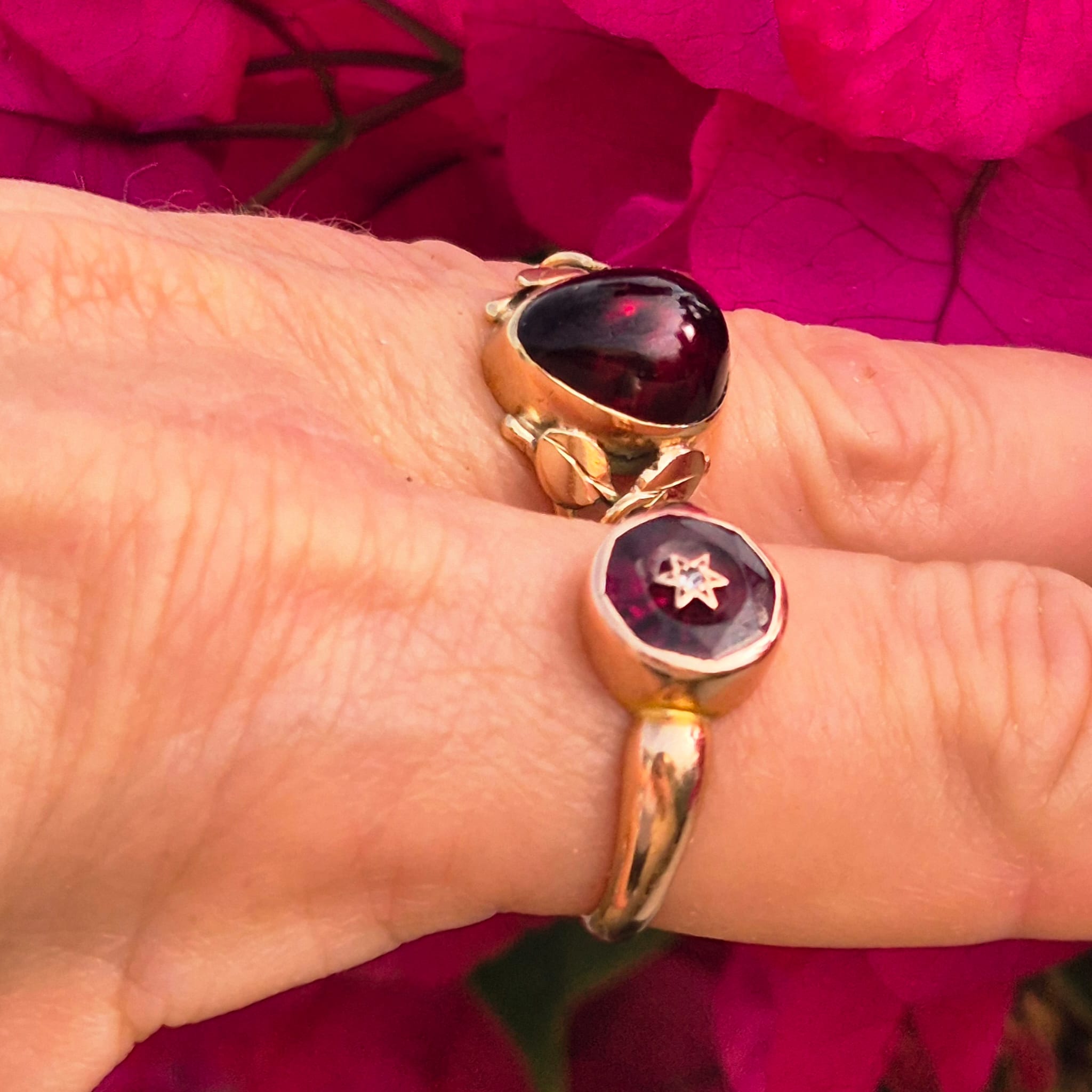 טבעת עתיקה מדהימה גרנט עלים – תמונה 6