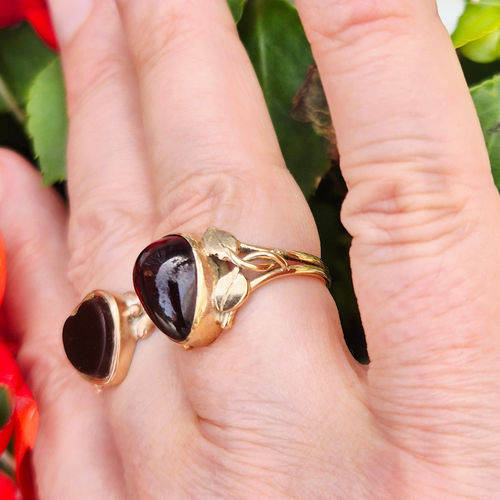 טבעת עתיקה מדהימה גרנט עלים – תמונה 3