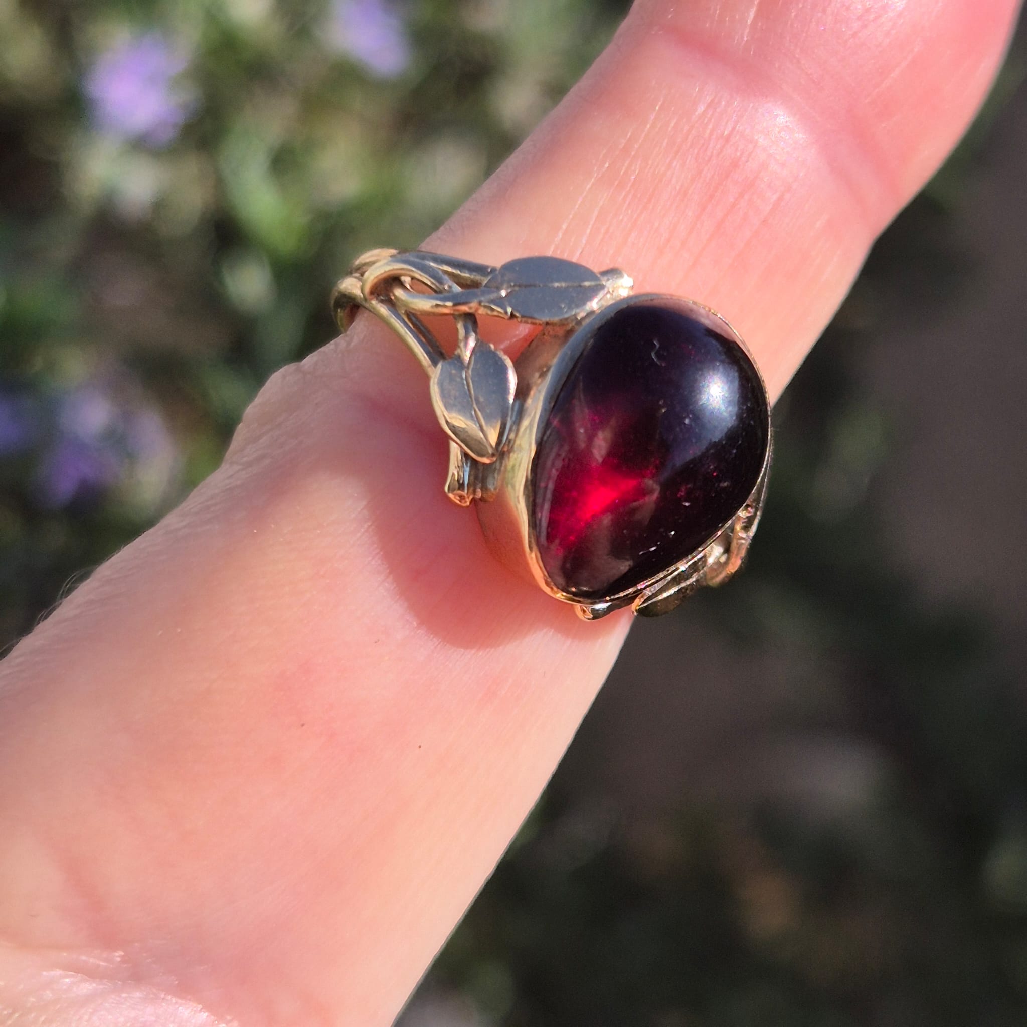 טבעת עתיקה מדהימה גרנט עלים – תמונה 2