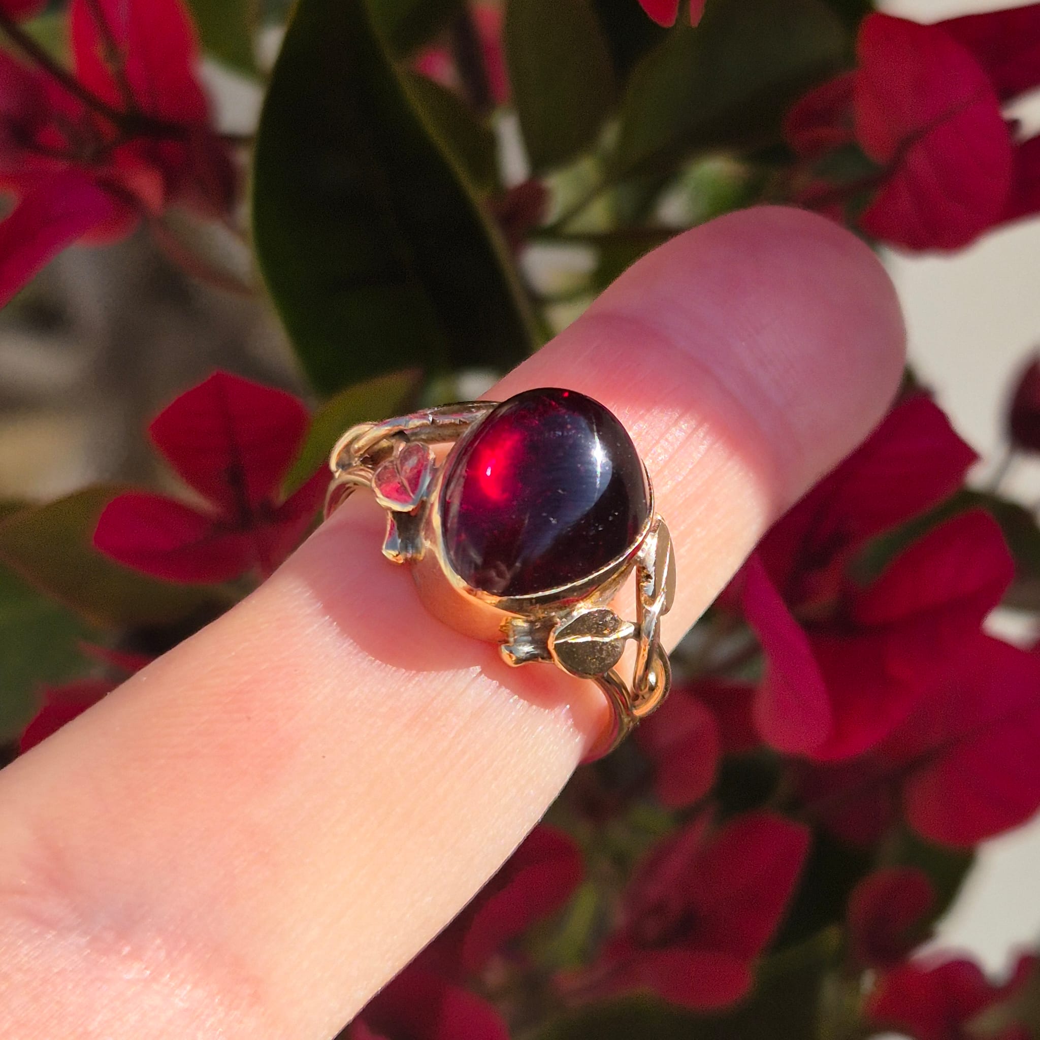 טבעת עתיקה מדהימה גרנט עלים – תמונה 4