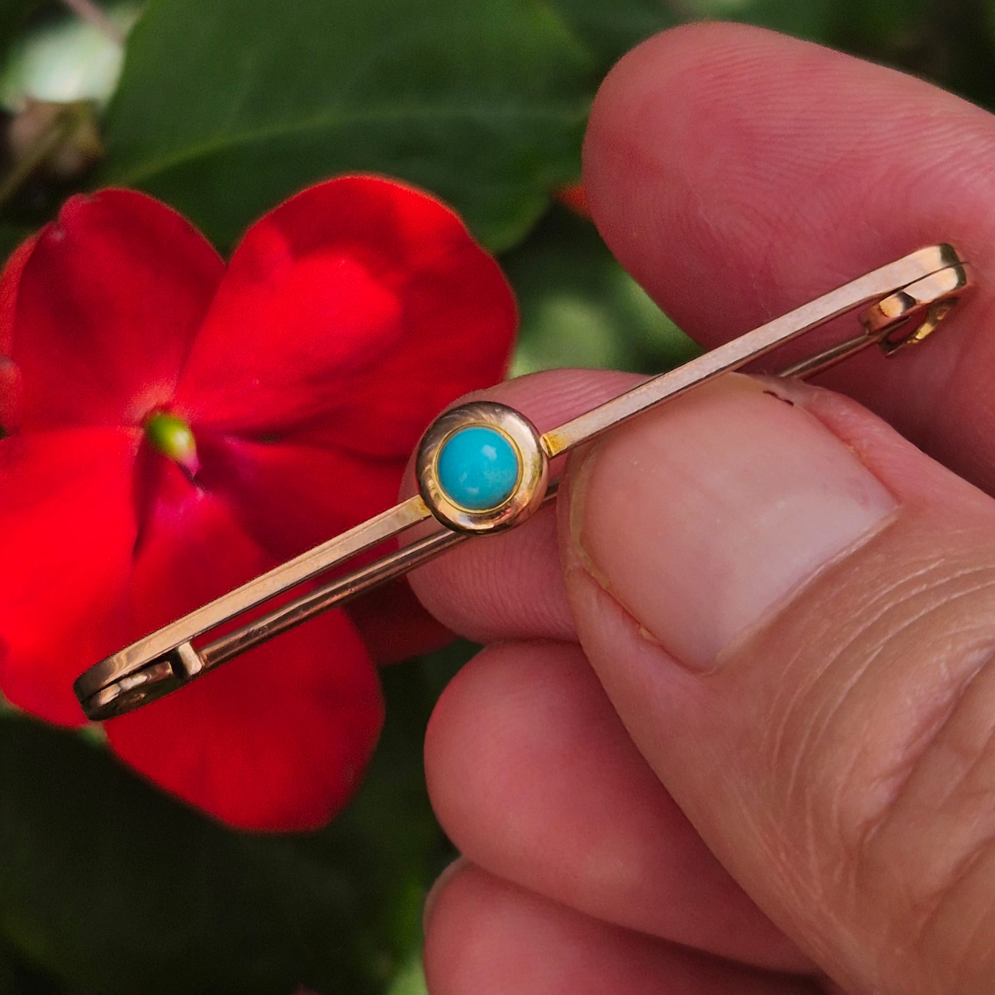 סיכת bar brooch זהב טורקיז