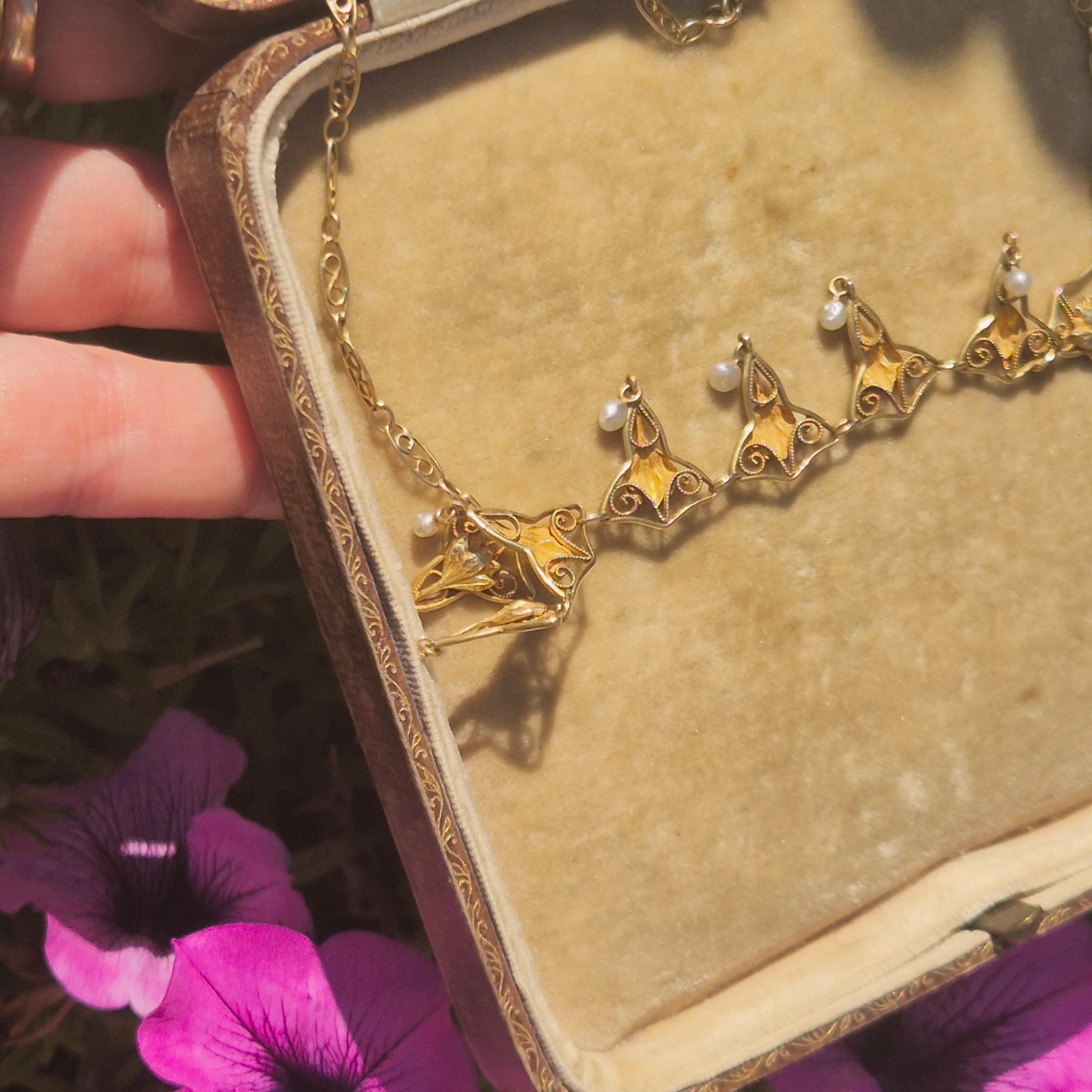 שרשרת זהב צרפתית עתיקה פיליגרן – תמונה 4